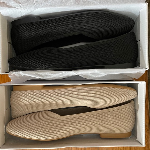 Arromic Square Toe Ballet Flats. Brand New, Never Worn Set of 2 - Picture 1 of 7